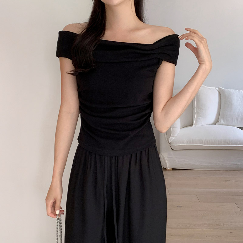 에리안 소프트 셔링 오프숄더 반팔 티셔츠 ts4610 - 상세 이미지 4