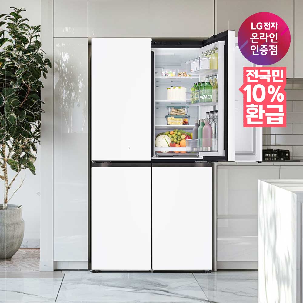 [으뜸효율] LG 오브제컬렉션 매직스페이스 4도어 870L 1등급 네이처 크림 화이트(T875MHH111)