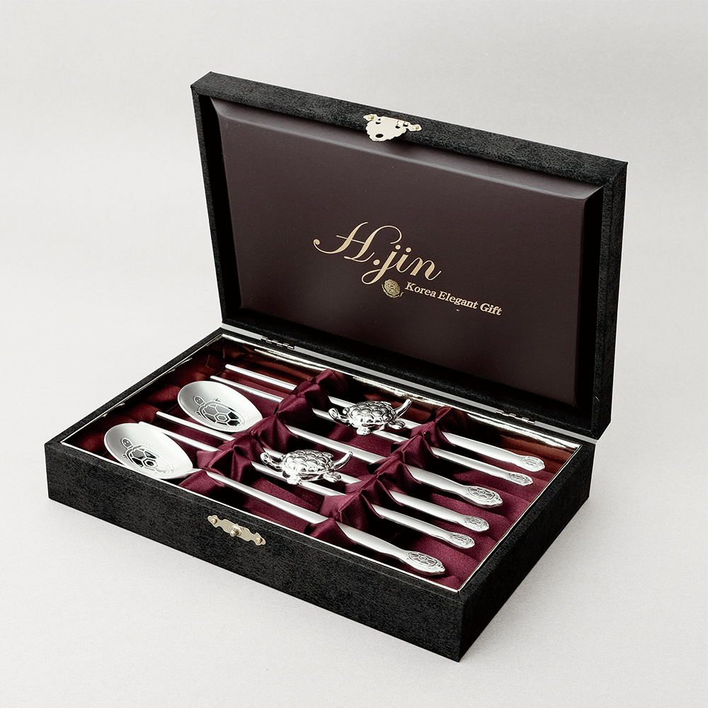 Hjin 단청거북 은수저 세트(A스타일) 생신 퇴직선물 답례품 상견례선물