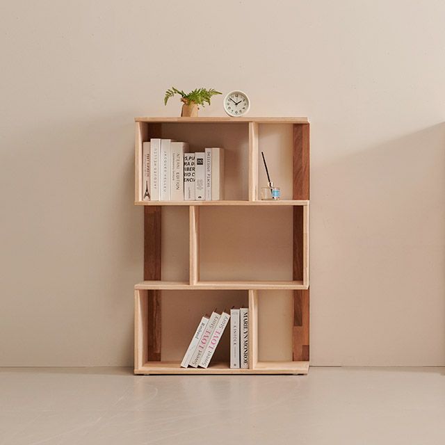가구의서 고무나무 원목 3단 좌측형 책장 772x295x1157mm - 상품 이미지