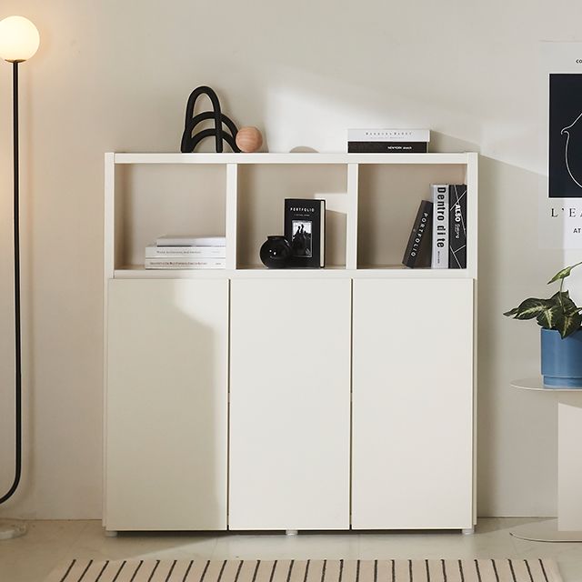 가구의서 F41371 3단 도어 수납 책장 1200