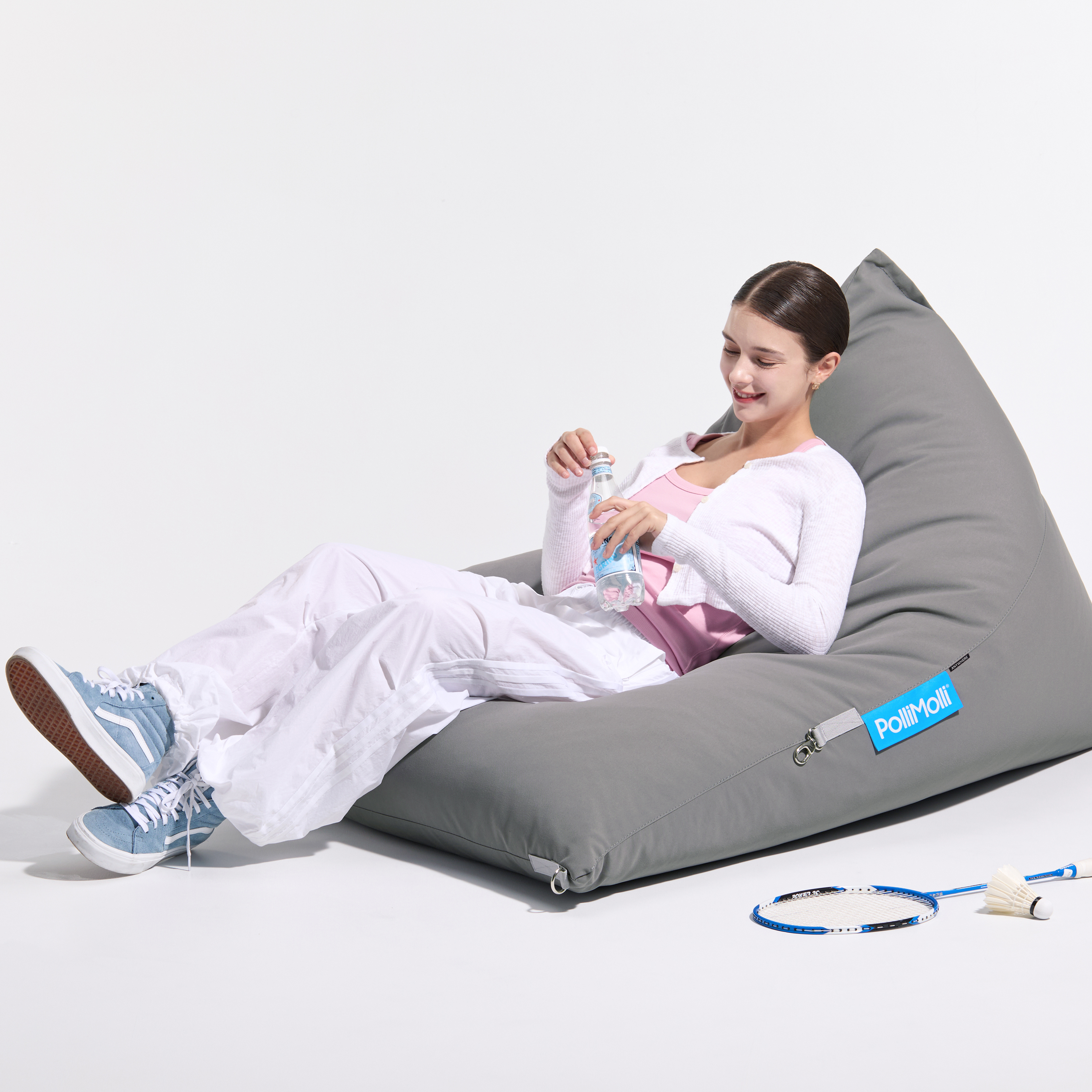 폴리몰리 빈백소파 1인용 대형 701P 실내외 겸용 좌식 쇼파 쿠션, 애쉬 그레이 (메시속커버, 선택안함)