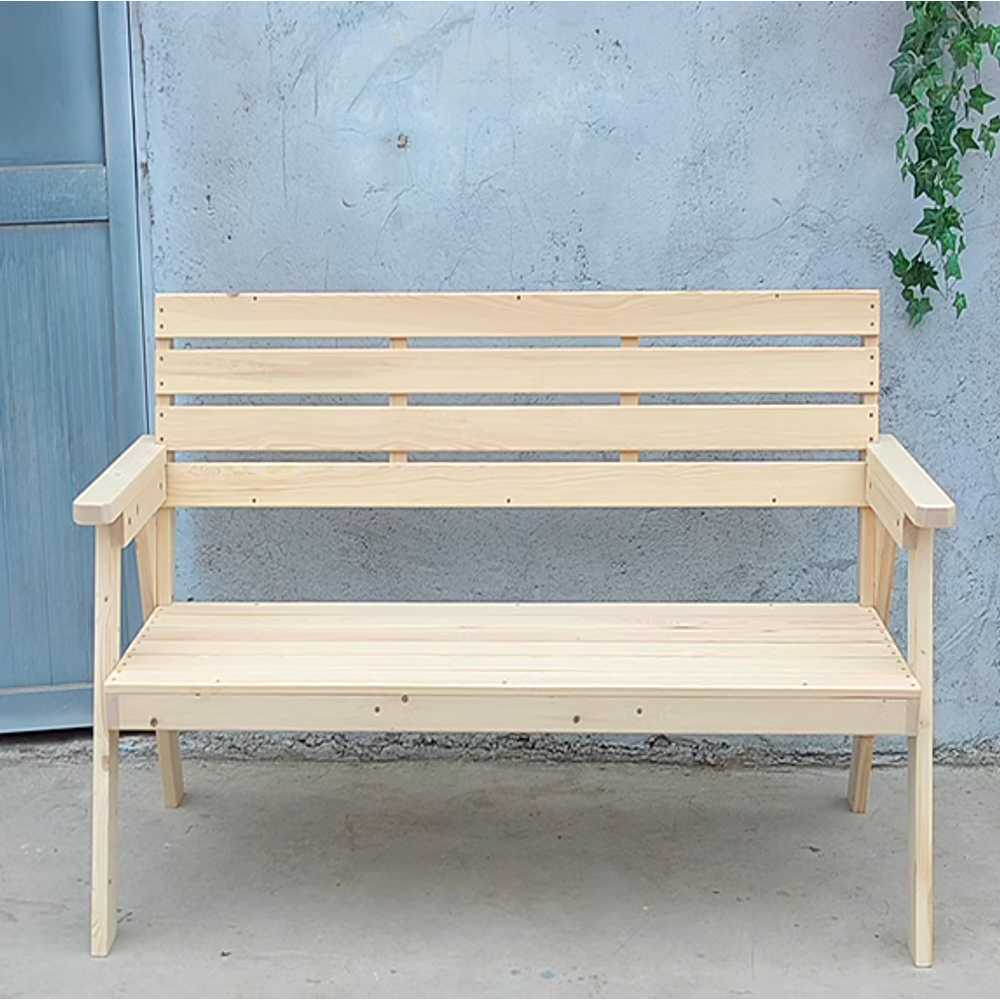 빈티지 벤치 의자 2인용 나무 일자 우드 야외 레트로 120cm 우드 - 상품 이미지