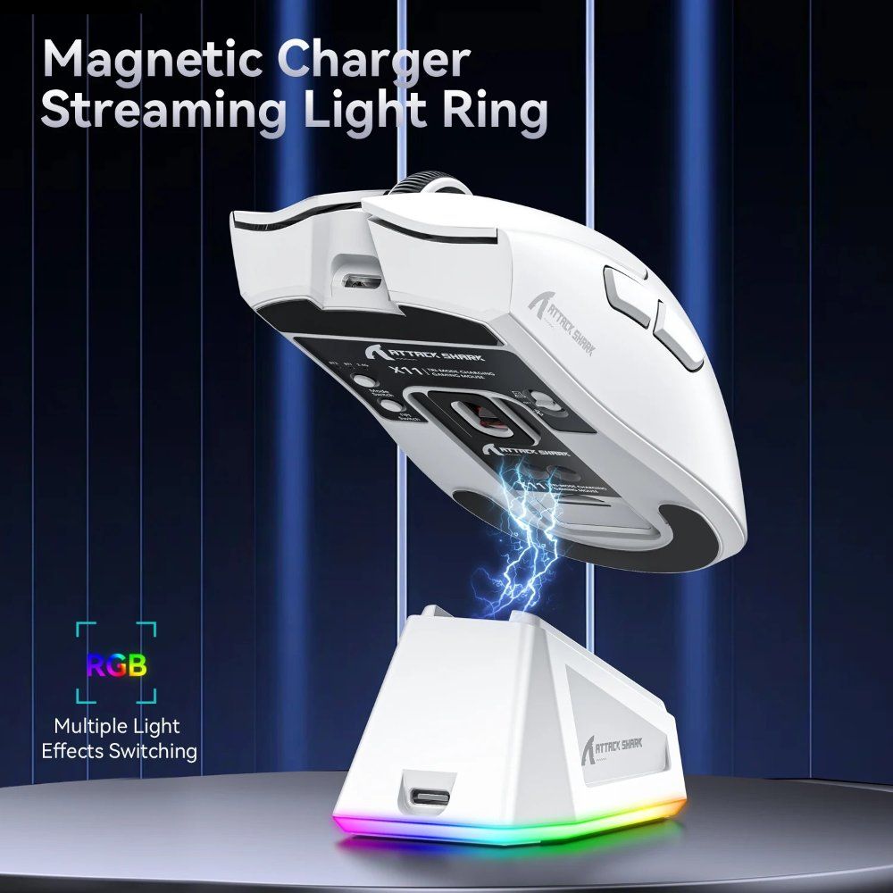 어택샤크 X11 PAW3311 무선블루투스마우스 2.4G 400IPS RGB PC 게이밍 블랙 이미지 6