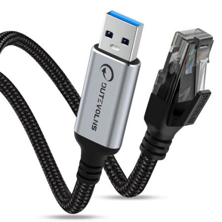 [해외]USB-이더넷 케이블 5피트, USB 3.0 A~RJ45 남성 나일론 어댑터, 기가비트 직접 연결, 노트북, 데스크톱 PC, 스위치, 윈도우 10 및 11에 호환 가능 3.