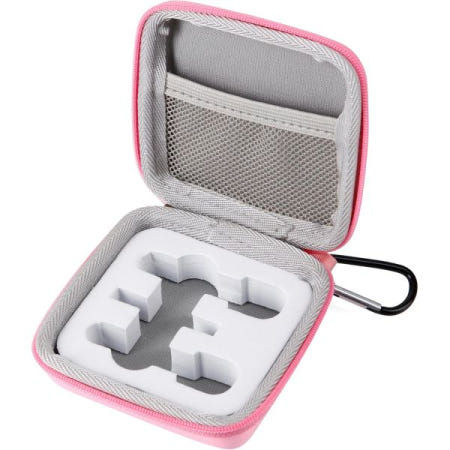 [HanZhiQiang][해외]하드 트래블 휴대용 마이크 케이스 무선 라발리에 케이스, 라펠 클립온 마이크(핑크) 3개 슬롯 포함