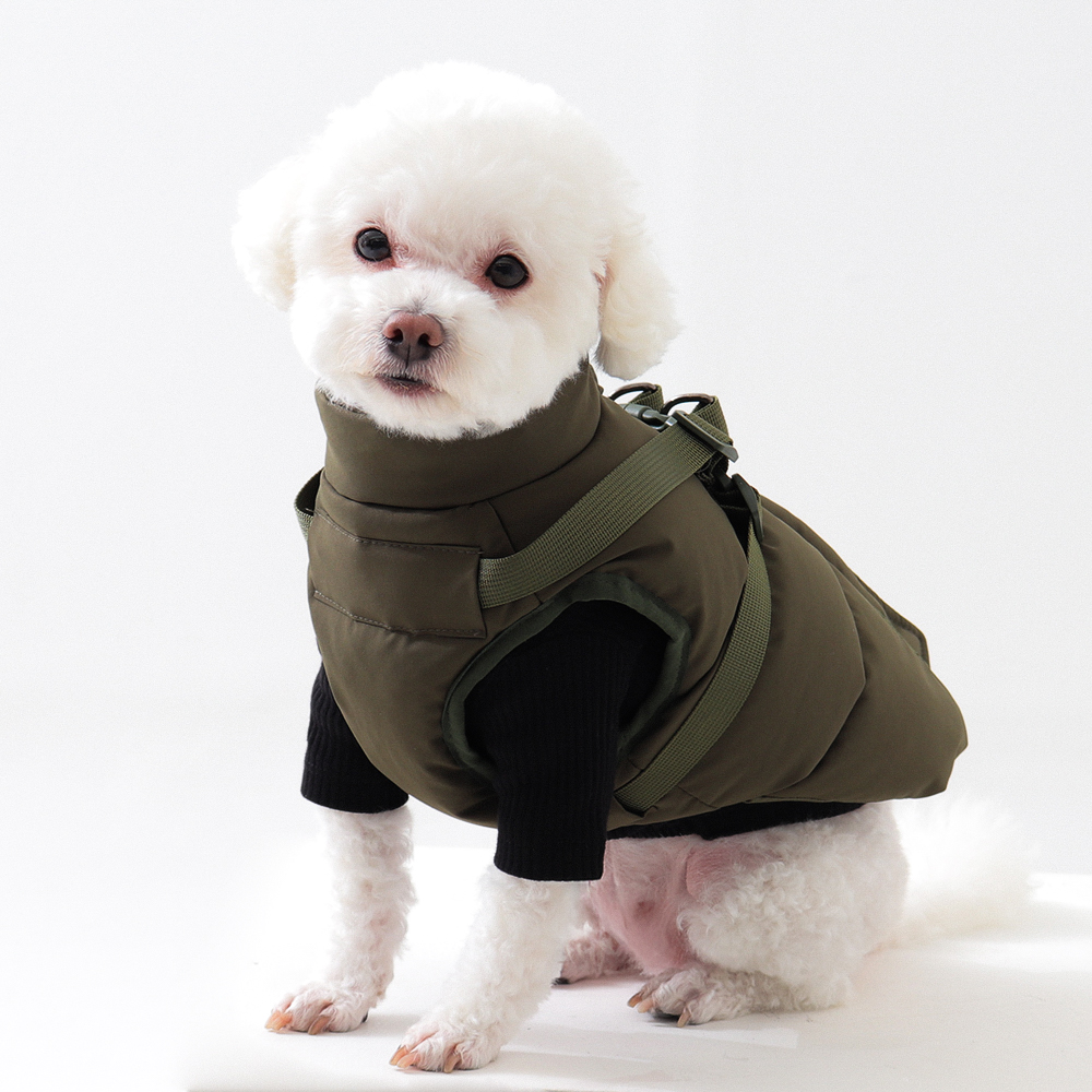 강아지 패딩 하네스 조끼 겨울옷 S - 상세 이미지 2