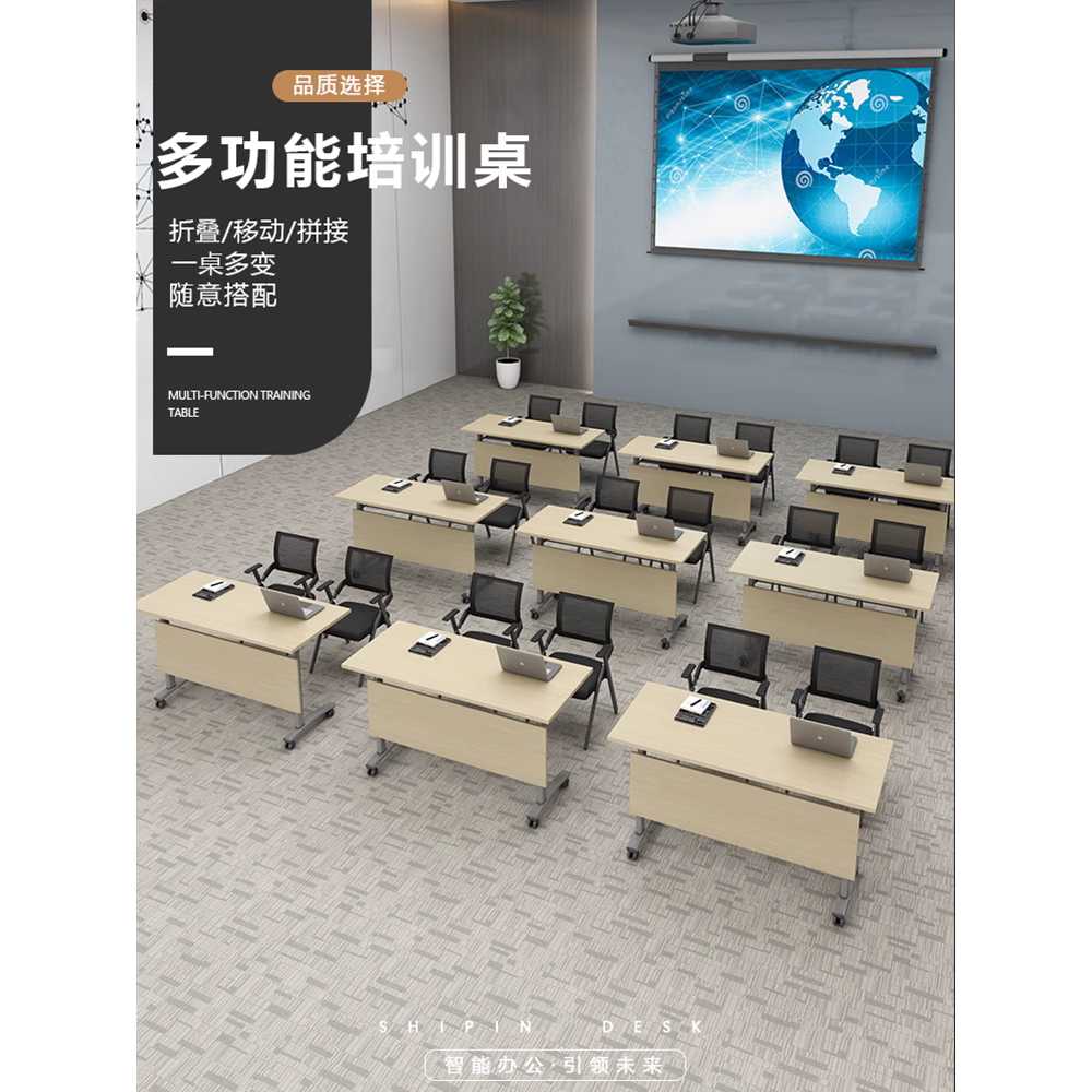접이식 회의테이블 강의실 데스크 워크샵 연수원 학교 오크 1200x400x750cm 이미지 6