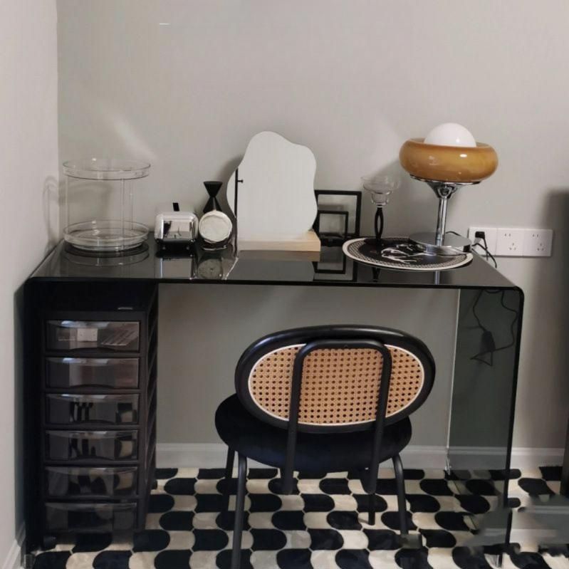 커피 티테이블 튜명 유리 사이드 일자테이블 블랙 60x40x75