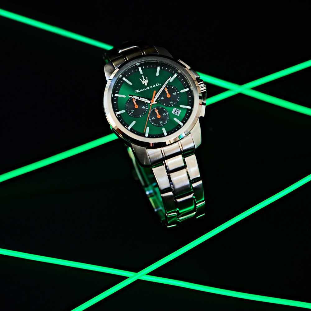 [Italian Design] 마세라티 남자 SUCCESSO 메탈 클래식 손목 패션 방수 야광시계 그린