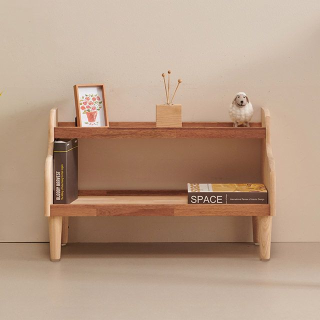 가구의서 고무나무 원목 2단 선반 책장 772x335x485mm - 메인 이미지
