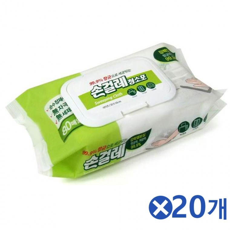 캡형 손걸레 청소포 80매x20개 청소티슈 얼룩제거 - 상품 이미지