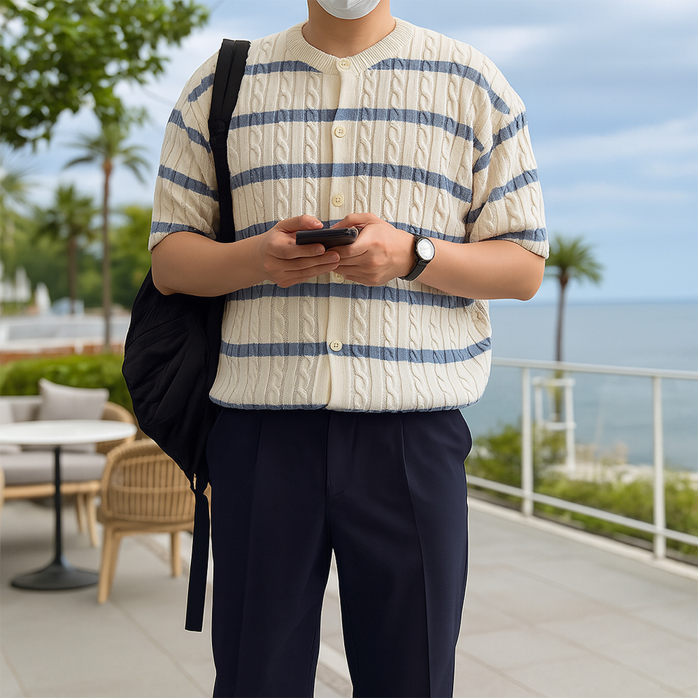 1+1 남자반팔가디건 남자여름가디건 - 메인 이미지