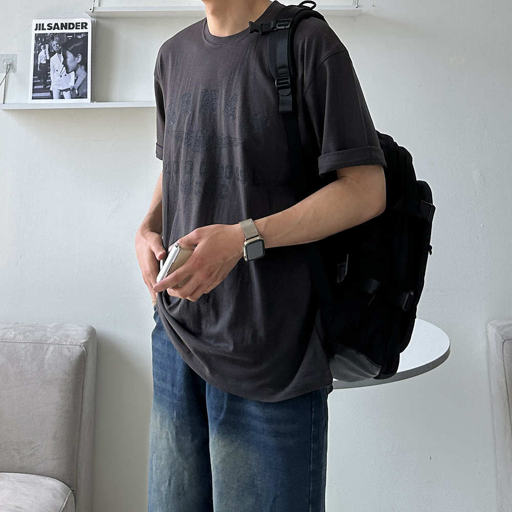 남자 반팔티 여름 피그먼트 쿨 티셔츠 남자 오버핏 반팔 - 상세 이미지 2