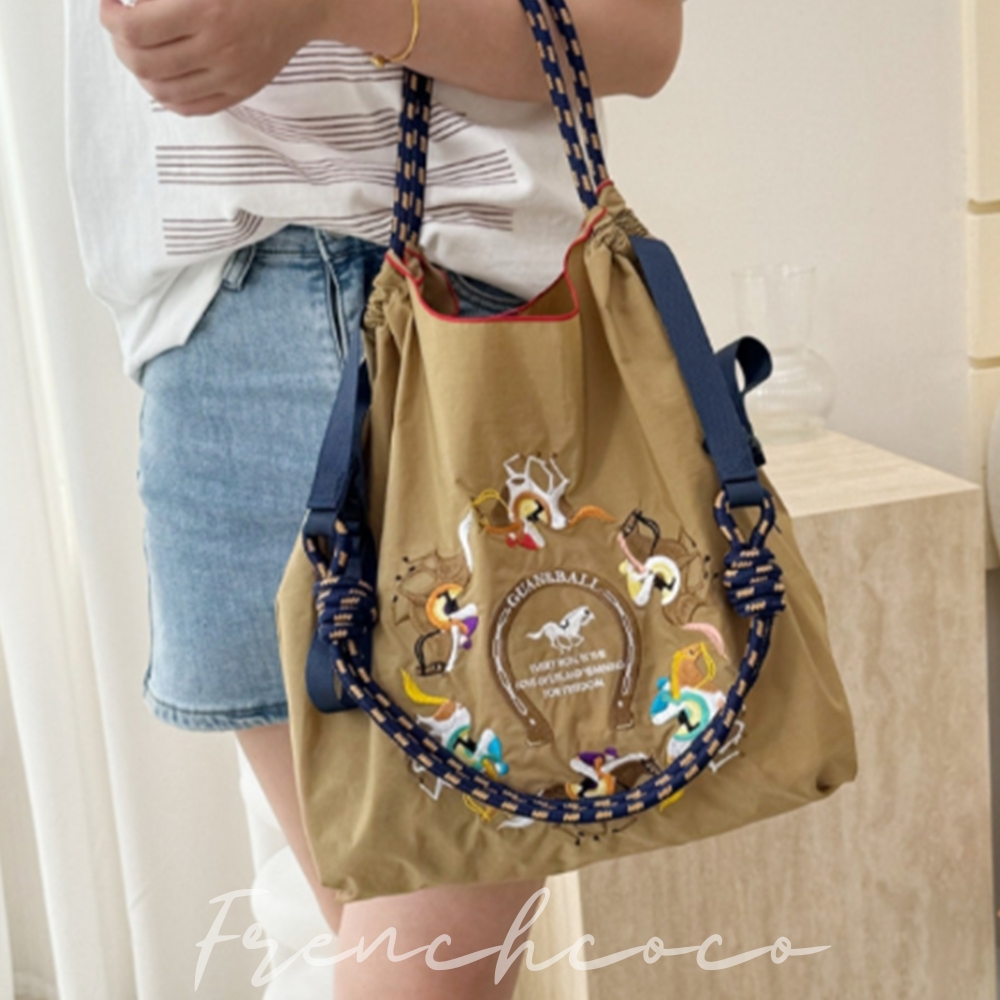 프렌치코코 여름 자수 에코백크로스 숄더 캐주얼