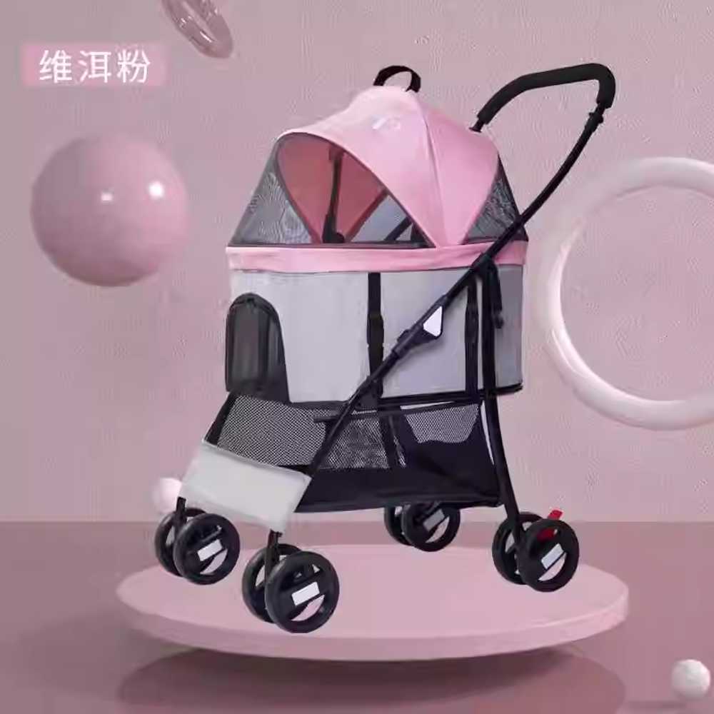 강아지 2단 유모차 2마리 고양이 외출 메쉬창 경량 스타일 1 - 옵션 이미지 참고 - 상품 이미지