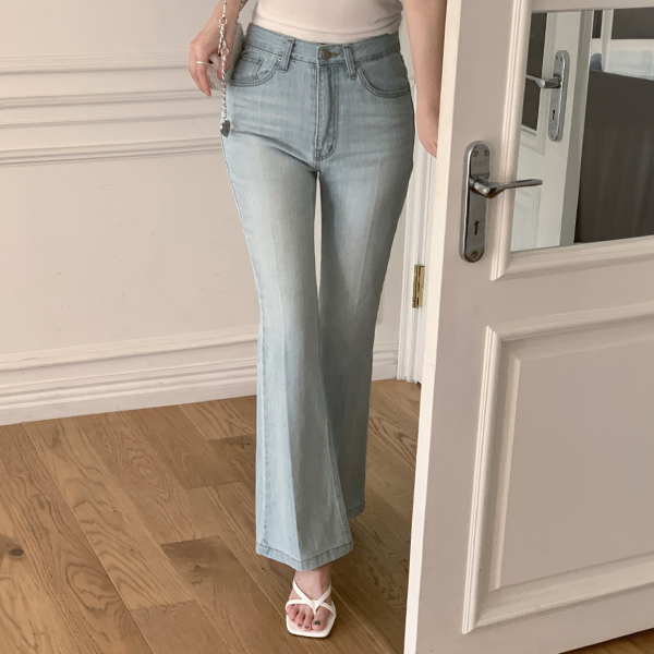 (S~L롱비율템여름데님♥) 리유 하이웨스트 캣브러쉬 워싱 부츠컷 데님 팬츠 ps5194