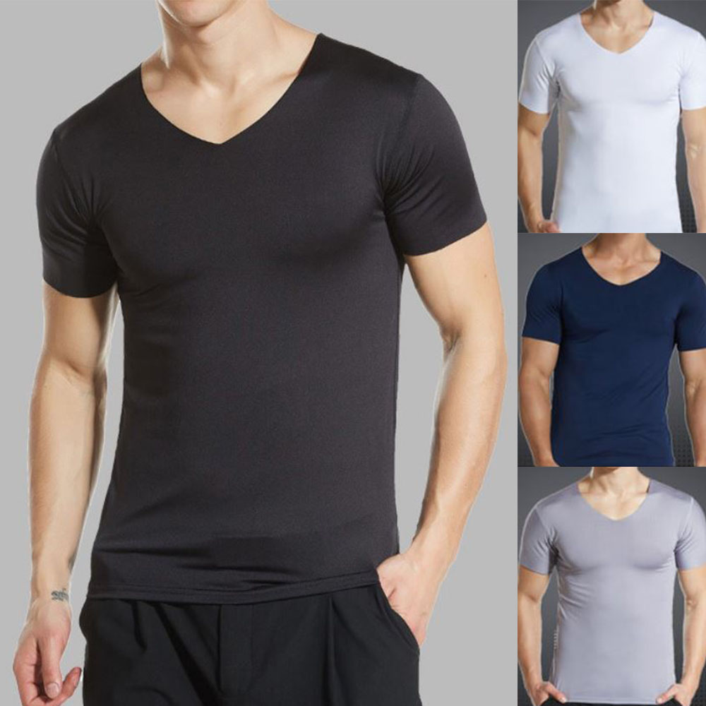 남성 심리스 반팔티 시원한 남자 심플 아이스 쿨링 티셔츠 - 상품 이미지