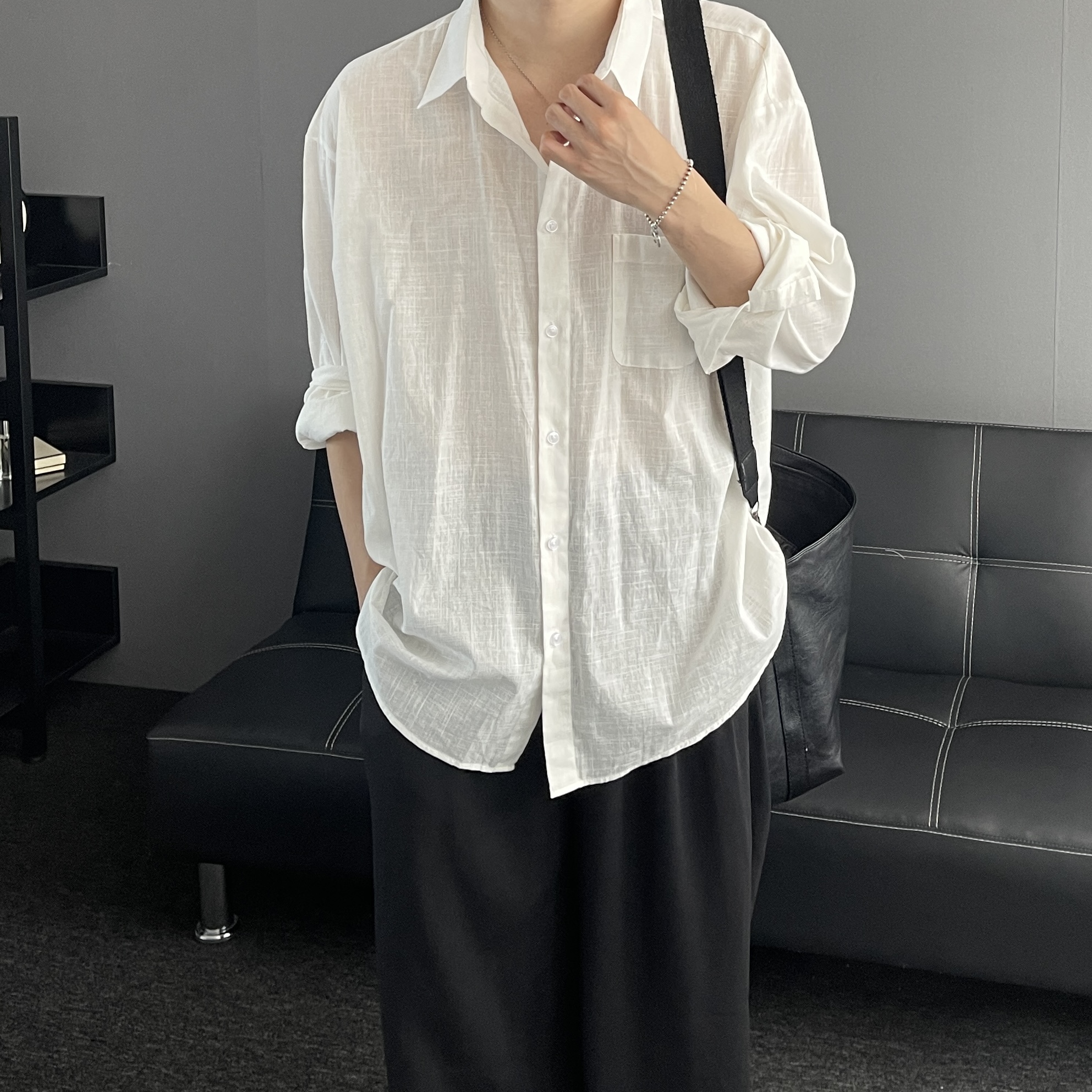 1+1 남자린넨셔츠 오버핏셔츠 남자여름셔츠 이미지 6