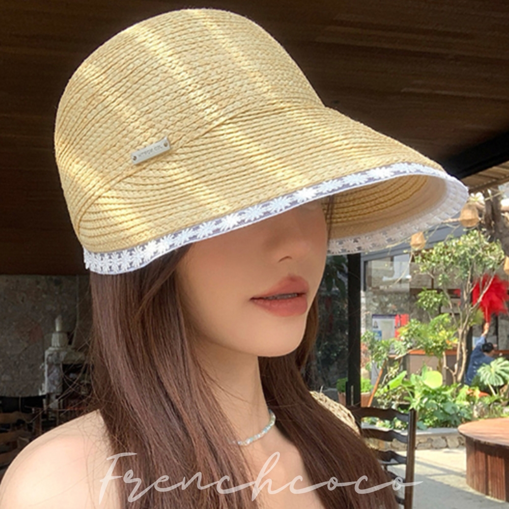 프렌치코코 챙넓은 여름 라탄 버킷햇 밀짚 캡모자 보넷 와이드 - 상품 이미지
