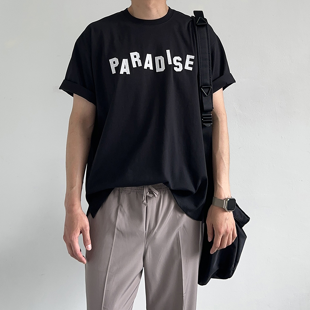 남자반팔티 여름 흰색 쿨 티셔츠 남자오버핏반팔 - 상세 이미지 2