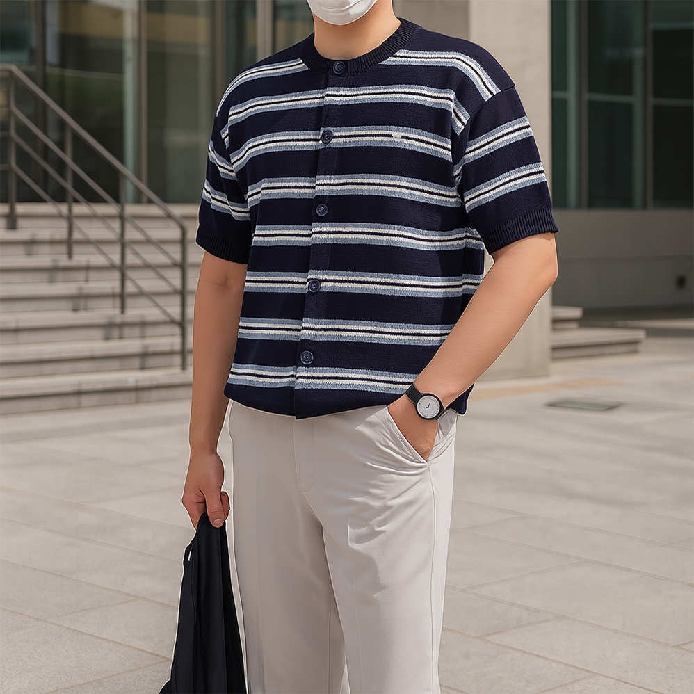 1+1 남자반팔가디건 남자여름용가디건 - 메인 이미지