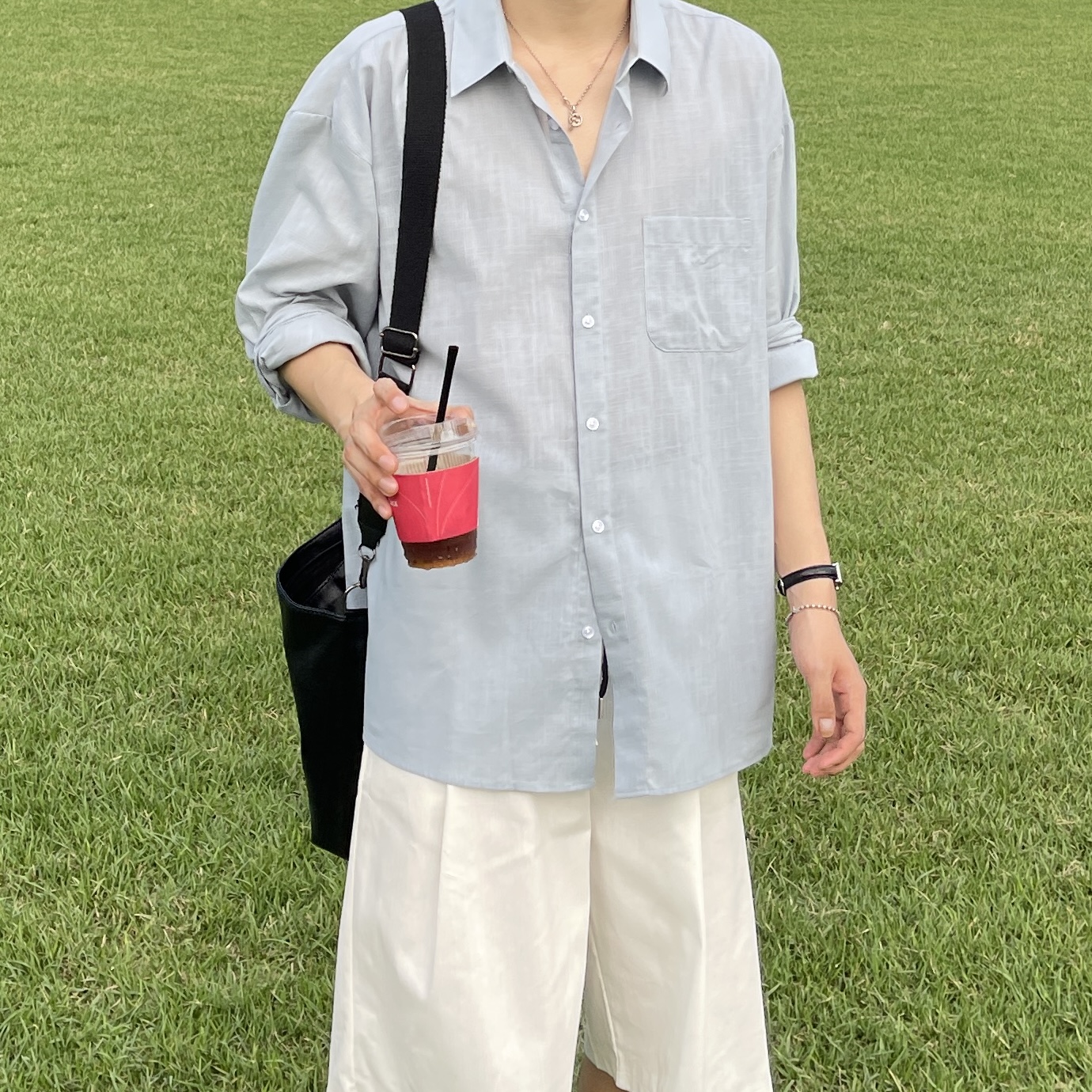 1+1 남자린넨셔츠 오버핏셔츠 남자여름셔츠 이미지 7