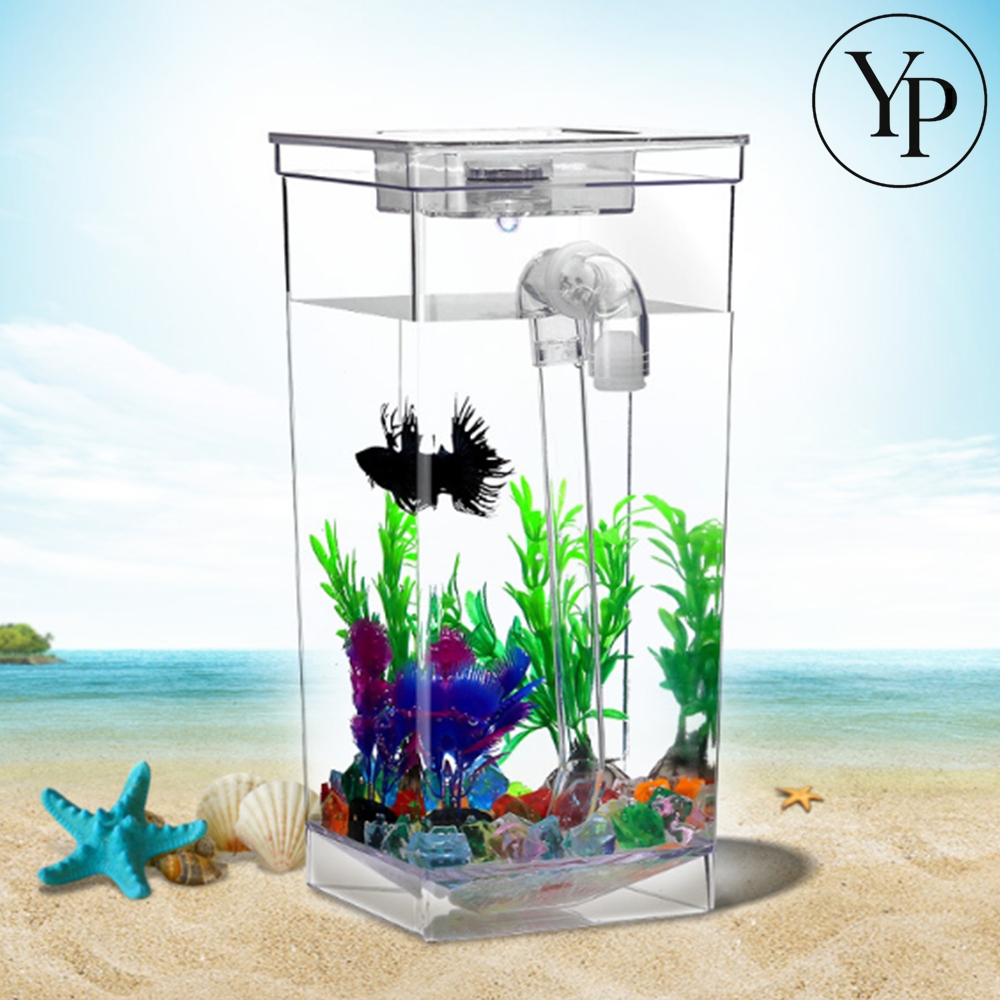 자동 청소 어항 물고기 키우기 구피항 열대어 수조관 물멍 아크릴 수조