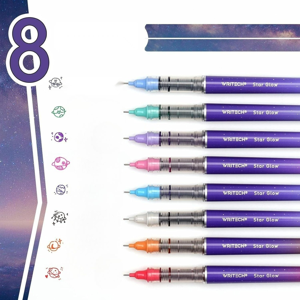 WRITECH 8색 롤러볼펜 0.5mm 극세사 볼펜 펜 문구 필기구 사무용품 필기도구 8개입 볼펜 - 상세 이미지 2