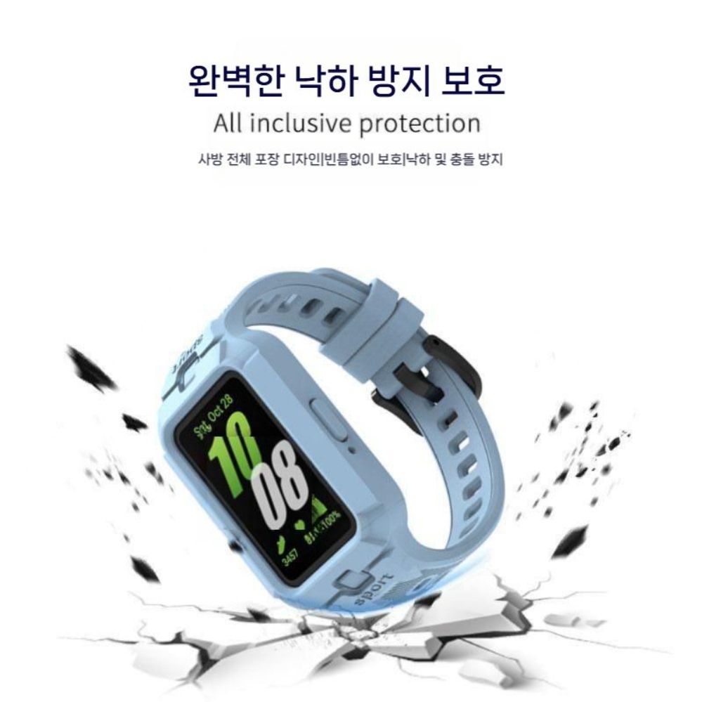 갤럭시핏3 스트랩 액정 케이스 일체형 TPU 투톤 컬러 실리콘 레트로 밴드 - 상세 이미지 4