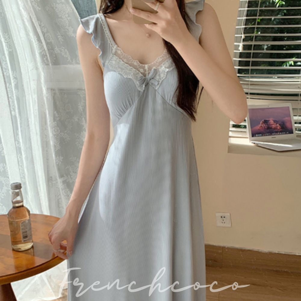 프렌치코코 여름 잠옷 홈드레스 레이스 나시 원피스 파자마 홈웨어 여성 민소매 - 메인 이미지