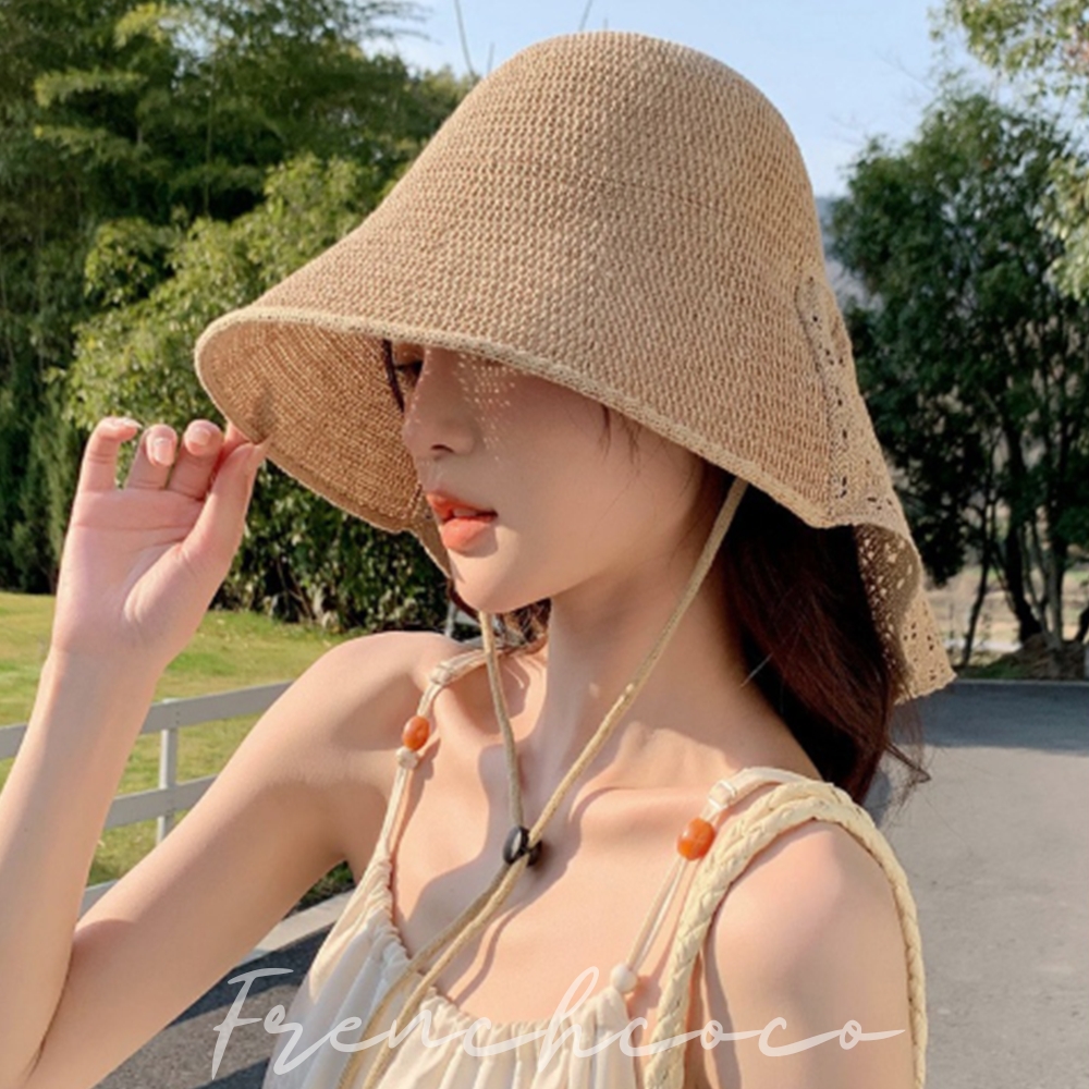 프렌치코코 넓은챙 벙거지 라탄 버킷햇 보넷 밀짚 와이드 - 상품 이미지