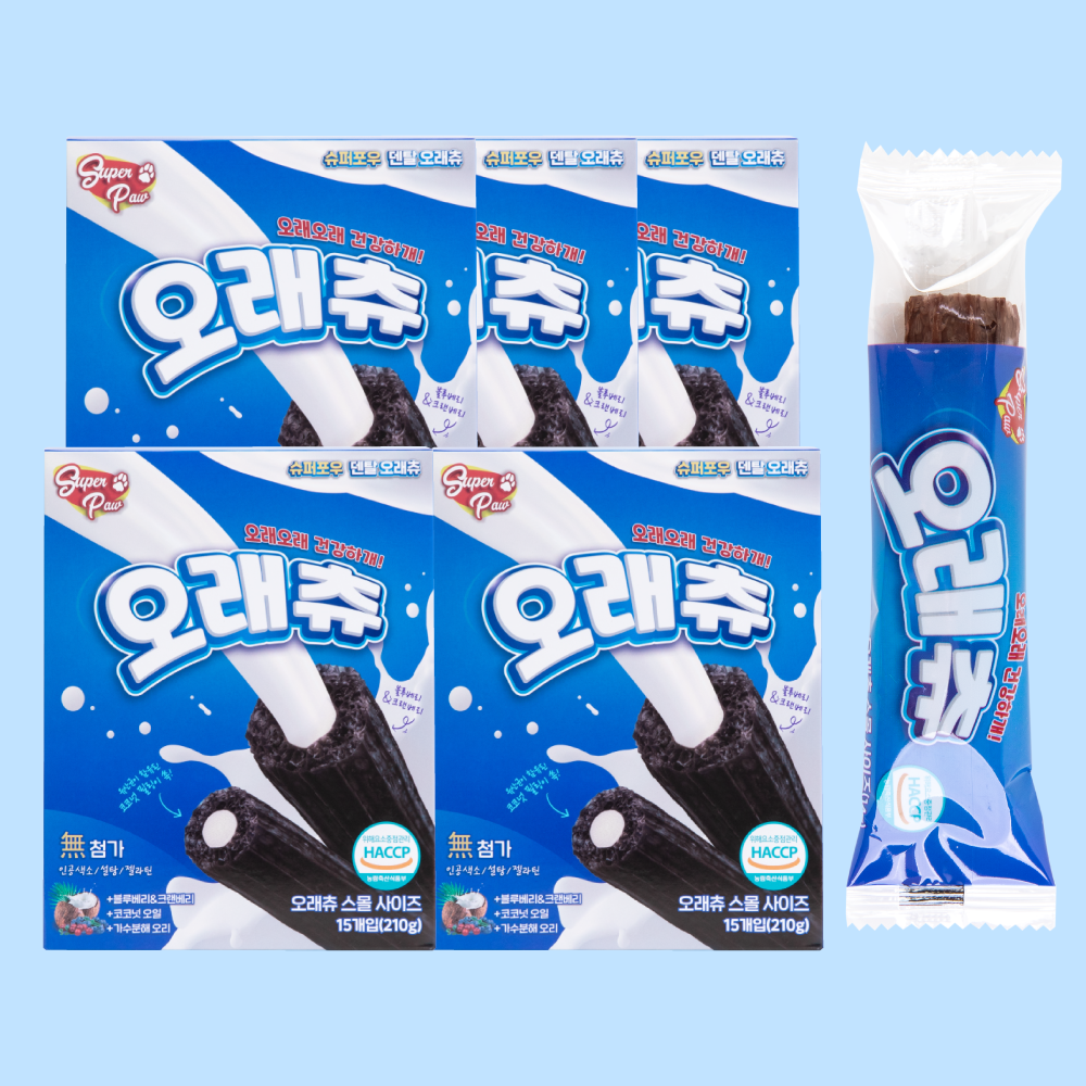 (4+1박스) 슈퍼포우 덴탈껌 S 코스트코 입점 강아지껌 치석제거 개껌 오래츄, S(중형), 5개