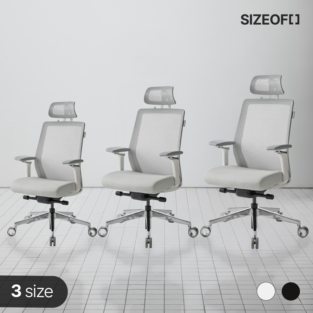 사이즈오브체어 프리미엄 3size S/M/L 사무용 컴퓨터 사무실 메쉬 허리 의자 제품 이미지