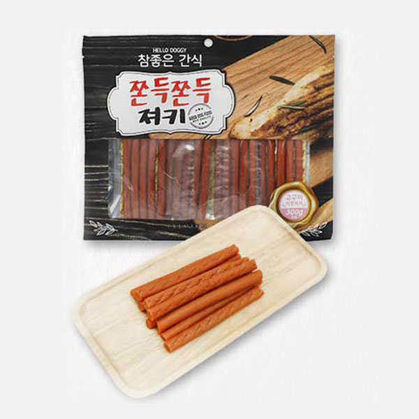 헬로도기 쫀득져키 대용량강아지간식 애견 건조간식 고구마치킨져키, 300g, 1개 - 상품 이미지