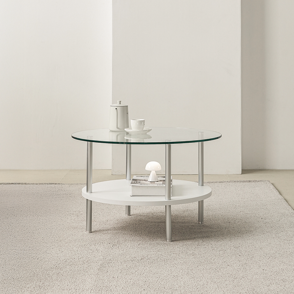 클라르 높은 좌식테이블 소파 쇼파 원형 낮은 커피 유리 테이블