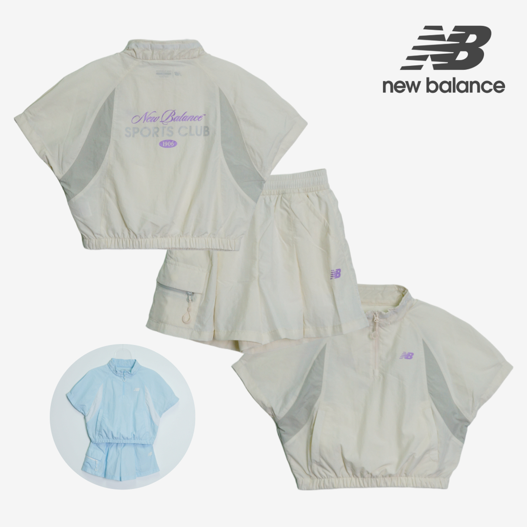 뉴발란스 키즈 여아 우븐 반팔 가오리 셋업 상하의세트