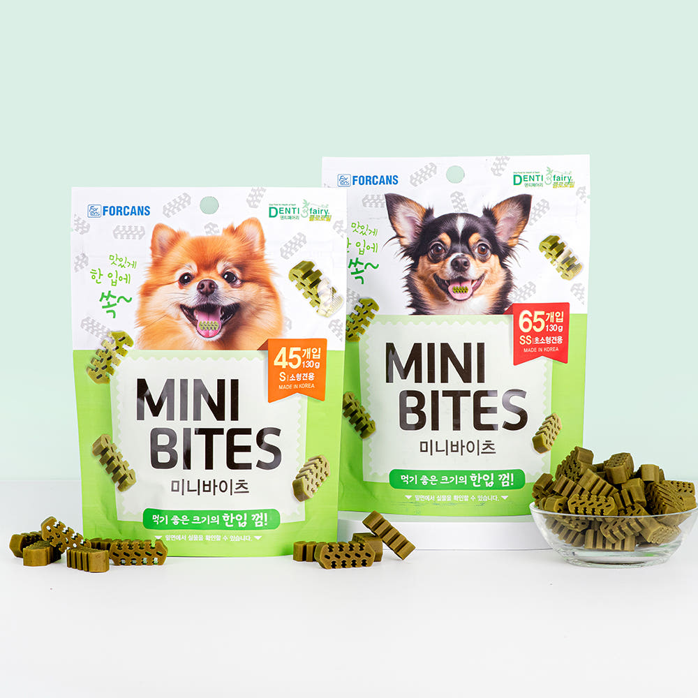 한입덴탈껌 미니바이츠 클로로필 130g 포켄스 덴티페어리 강아지 덴탈껌 개껌