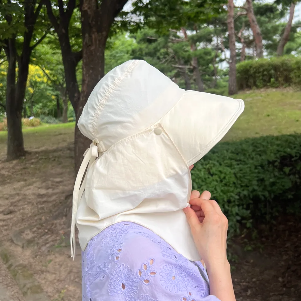 뚜담 뒷목가리개 골프 모자 썬캡 와이드챙 얼굴가리개 분리형 버킷햇 - 상품 이미지