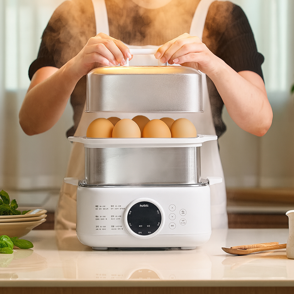 휴빅 스텐 전기 찜기 이유식 계란 고구마 삶는기계 만두 호빵 야채 스팀 찜기 대용량
