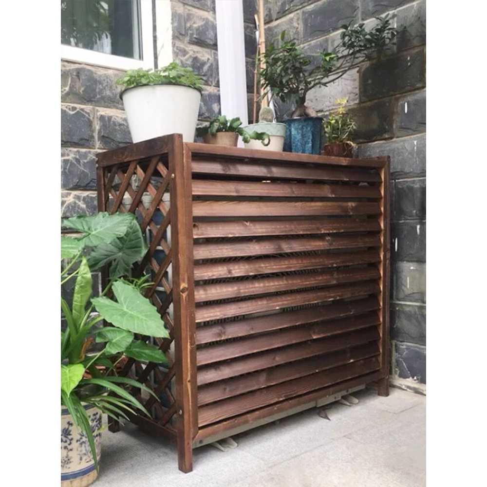 원목 실외기 커버 내추럴 디자인 야외 차단 가림막 A형 105x47x100cm - 상세 이미지 3