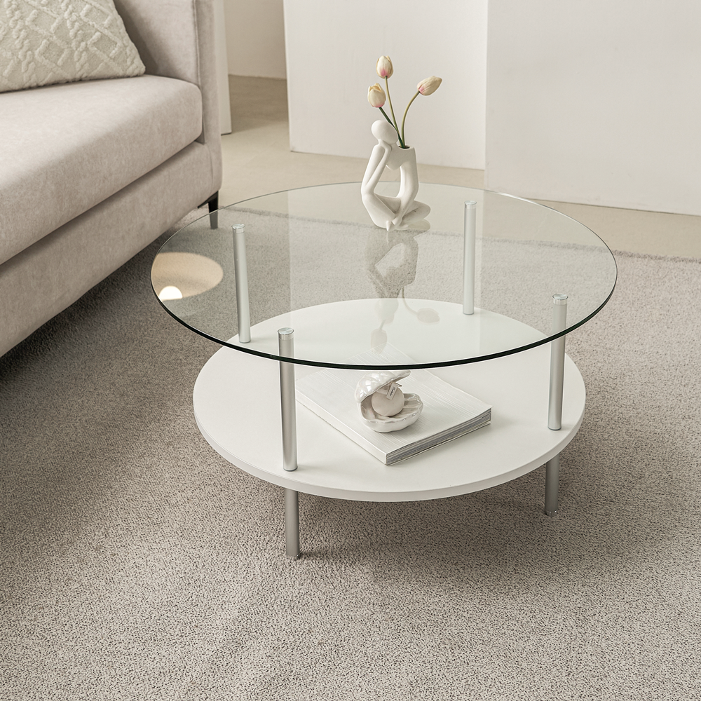 클라르 낮은 좌식테이블 높은 유리 소파 원형 티테이블 커피