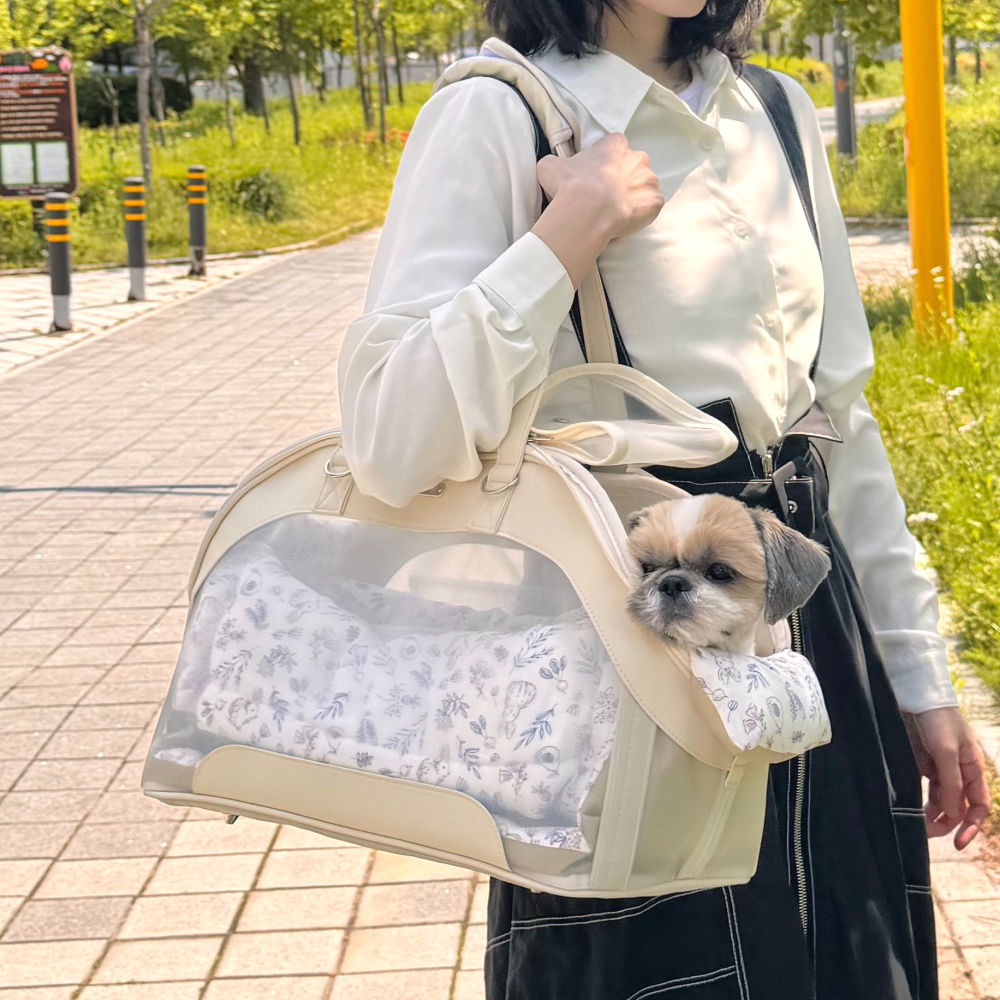 강아지가방 메쉬 숄더백 애견 이동가방 여름 캐리어 고양이이동장 M