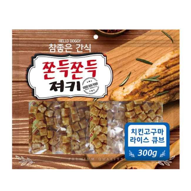 헬로도기 쫀득져키 대용량강아지간식 애견 건조간식 소고기+라이스스틱, 300g, 1개 - 상세 이미지 3