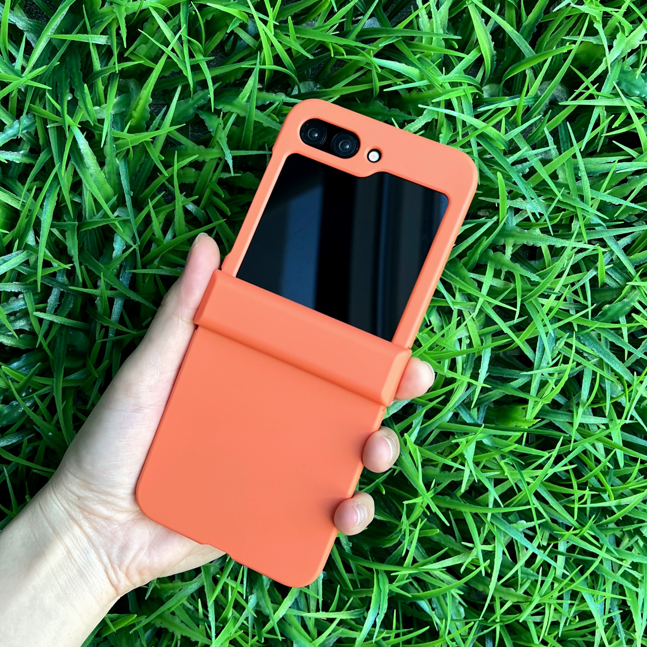 힌지보호 케이스 하드 범퍼 슬림 풀커버 카메라보호 지플립 오렌지, 갤럭시Z 플립5 - 상품 이미지