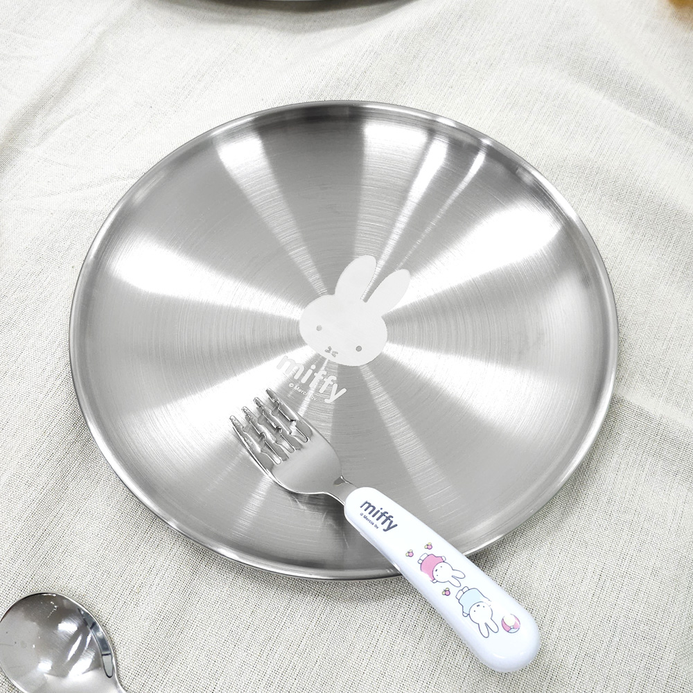 키친유 미피 스텐 원형 접시 20cm 브런치 샐러드 간식 디저트 그릇 플레이트 트레이 - 메인 이미지