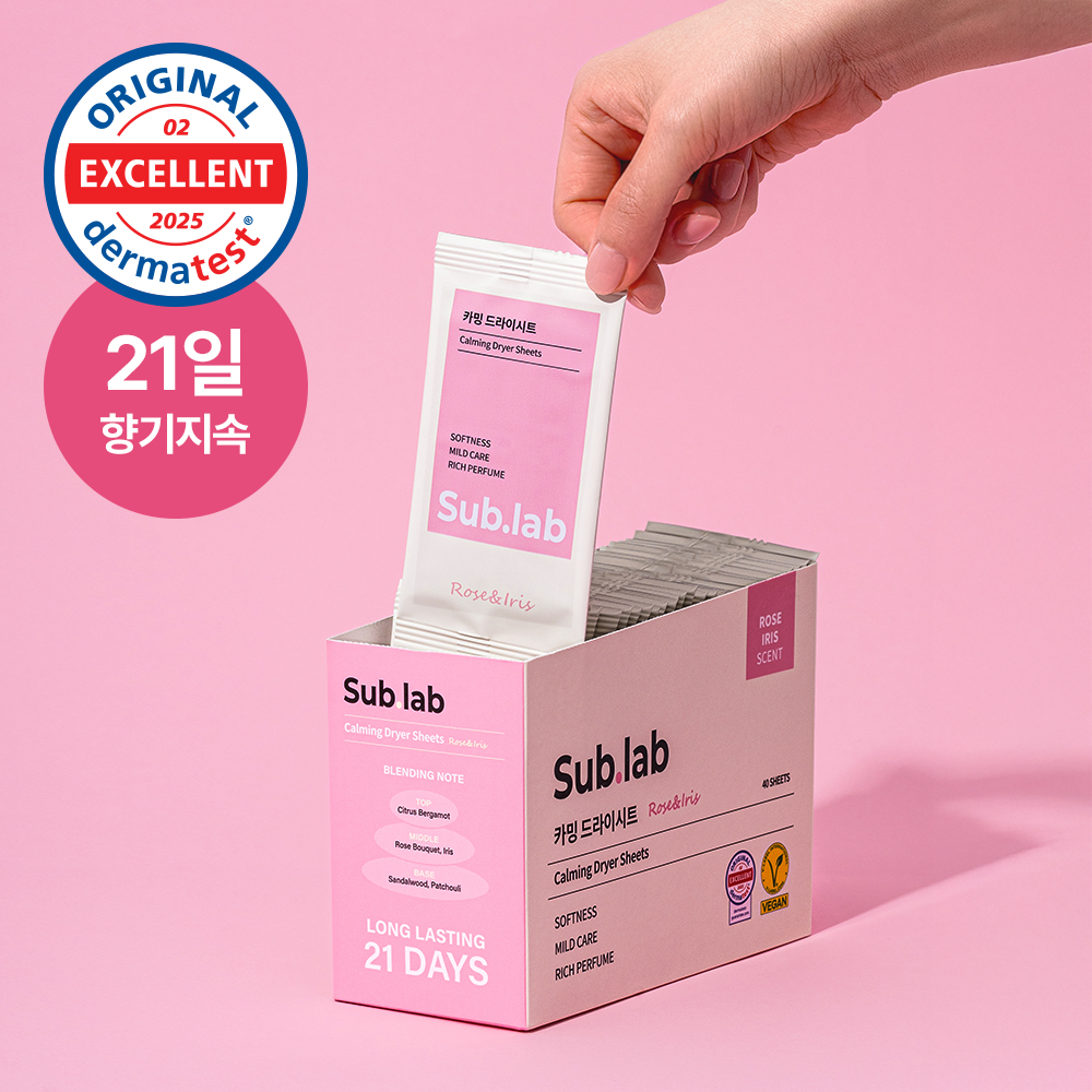 서브랩 건조기 섬유유연제 카밍 드라이시트 로즈아이리스, 40매, 1개 - 상품 이미지