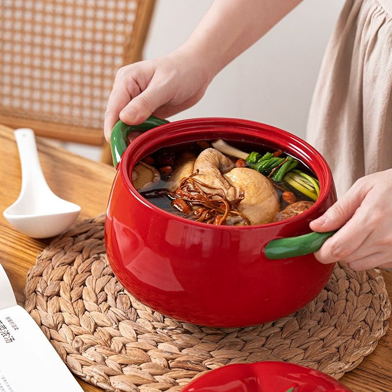 양수 냄비 뚜껑 소형 토마토 세라믹 국 가정용 라면 그릇 900ml 토마토-라면 그릇 - 상세 이미지 3