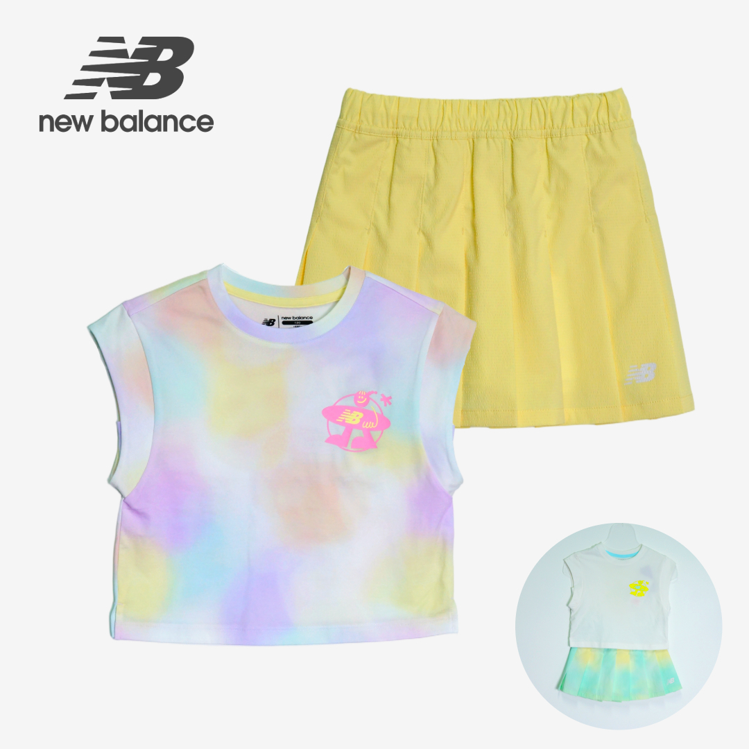 뉴발란스 키즈 여아 패턴 나시 플리츠 스커트 치마 셋업 상하의세트