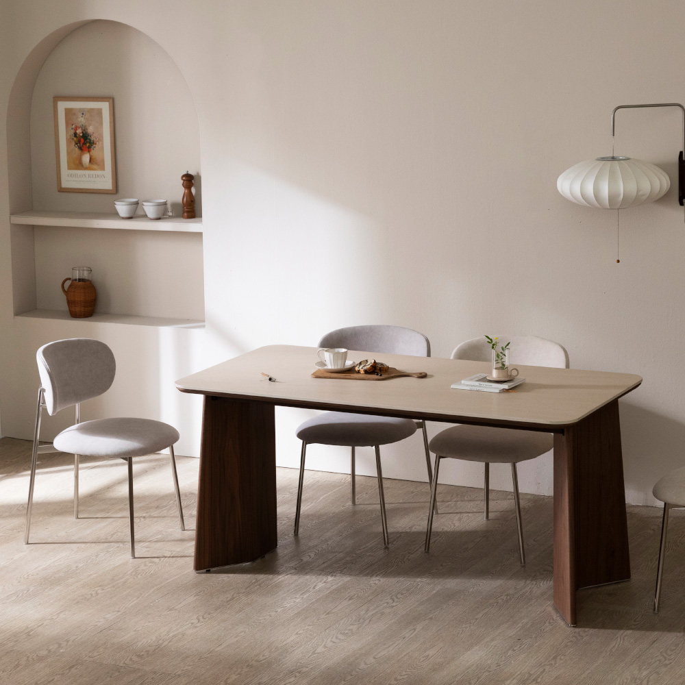 [4인 식탁] 미코하임 루카 원목 포세린 세라믹 식탁 테이블 1600mm, 월넛